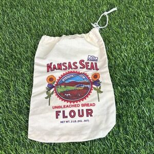 Vintage Kansas Seal Flour Sack Drawstring Bag Mason Marketing McPherson KS